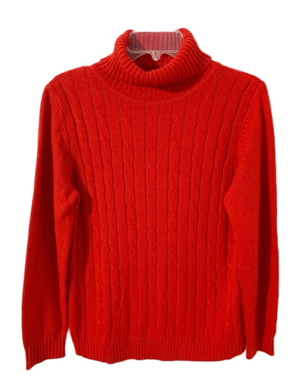 Faded Glory Red 🟥 Soft Cable Knit Front Turtleneck Sweater Ribbed Details